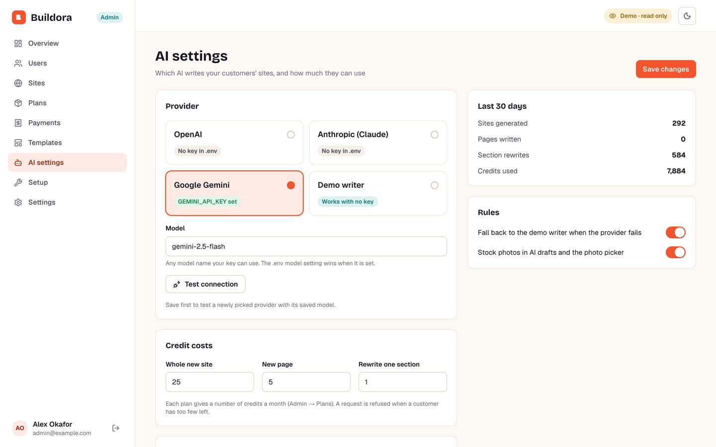 AI settings