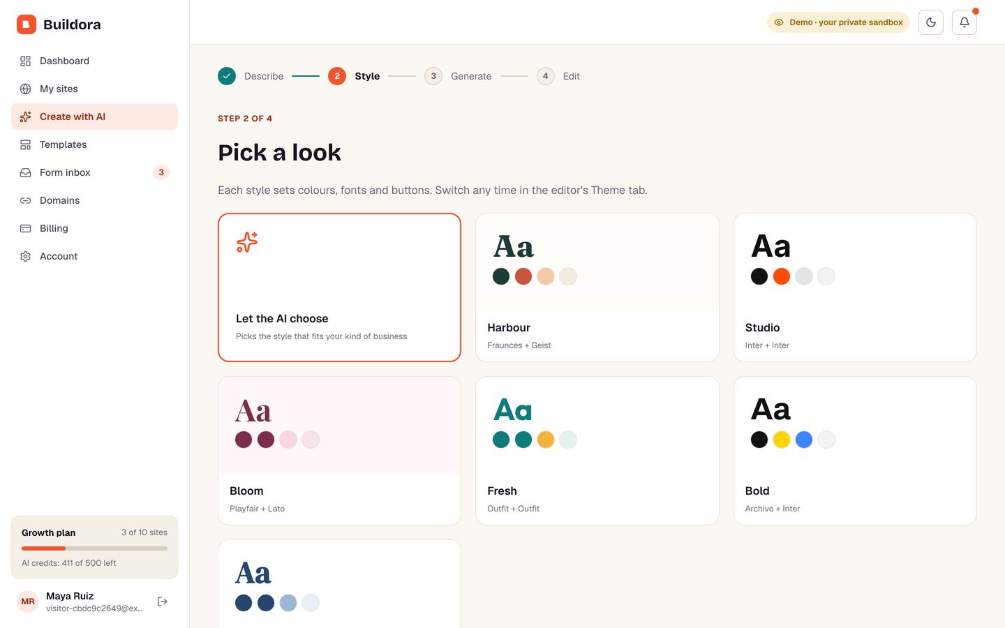 AI wizard: pick a style