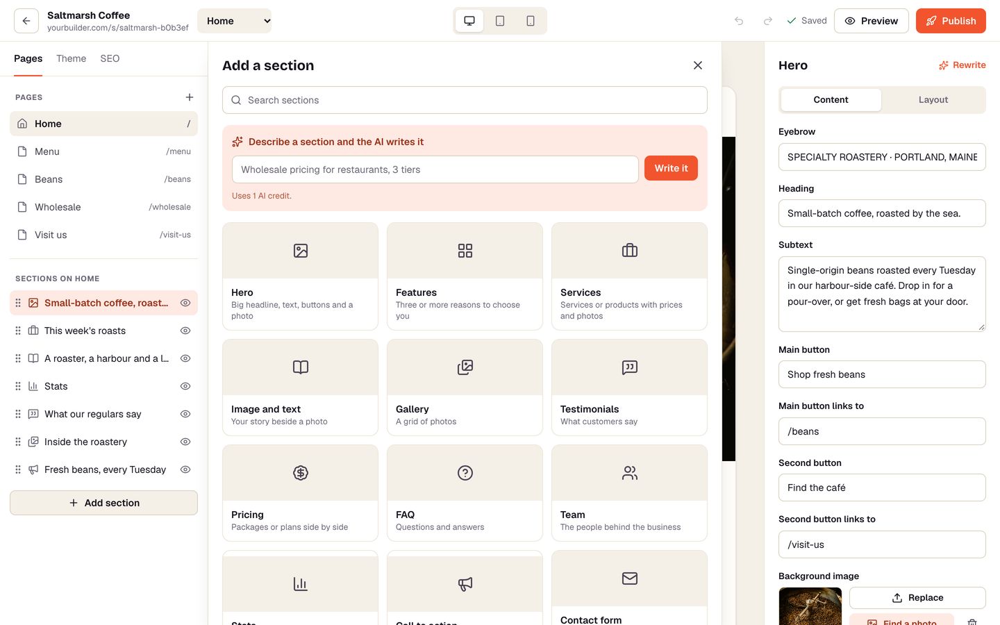Add a section