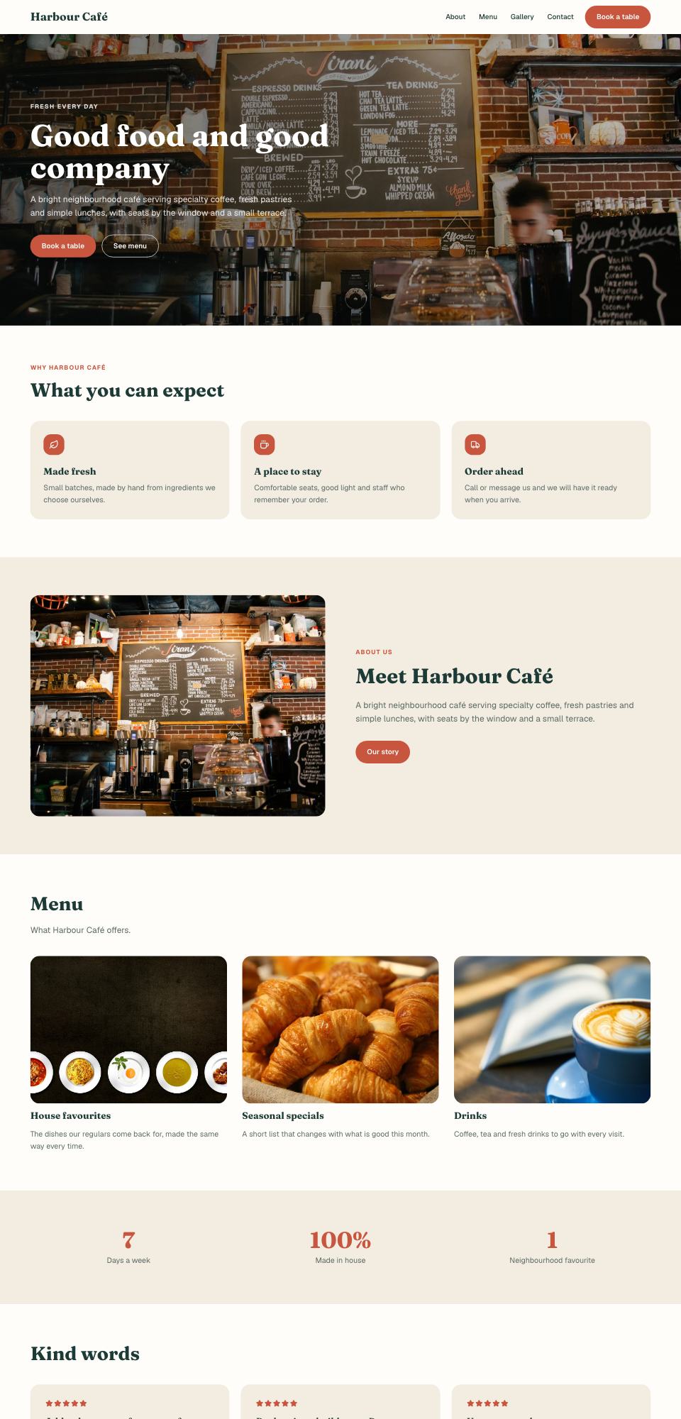 Harbour Café page