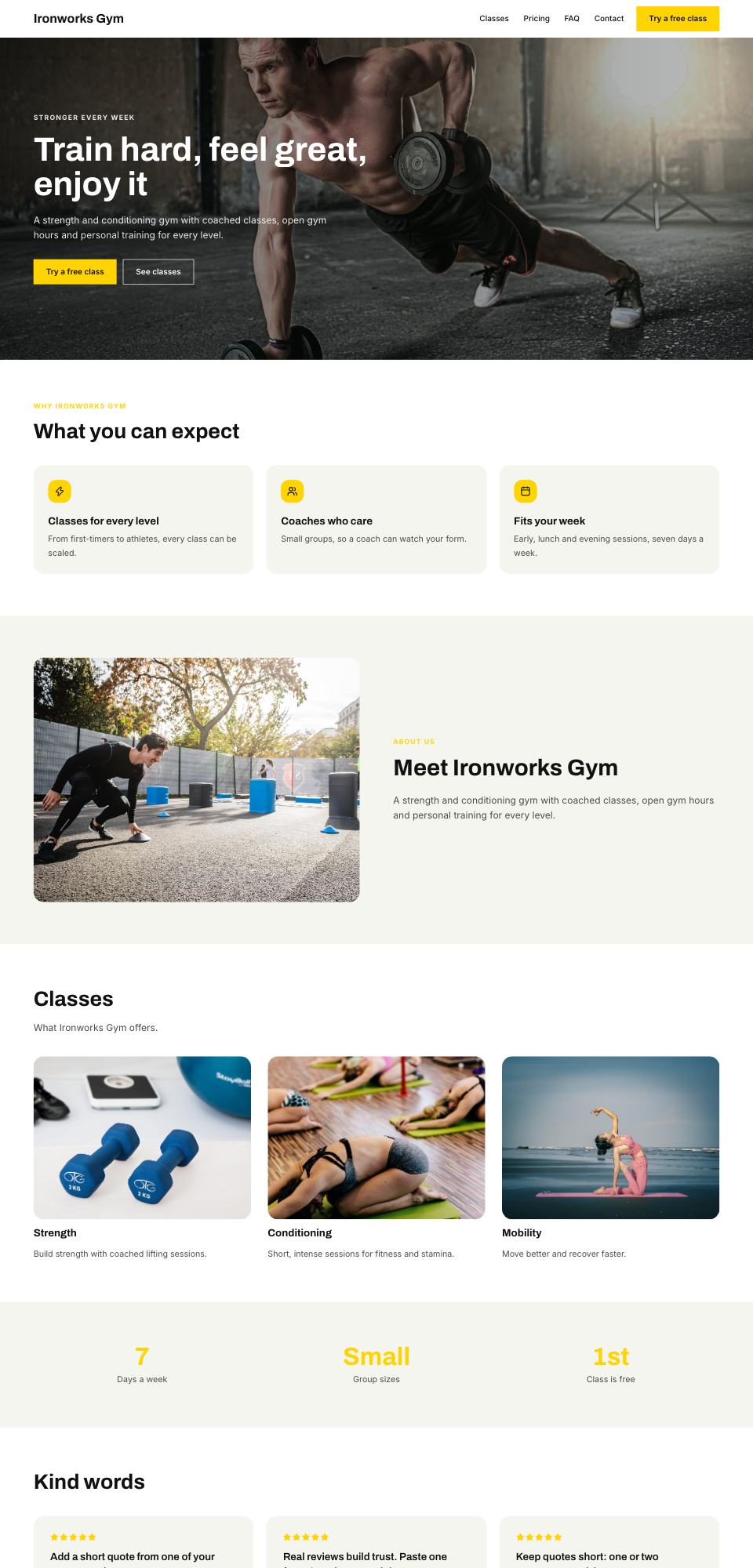 Ironworks Gym page