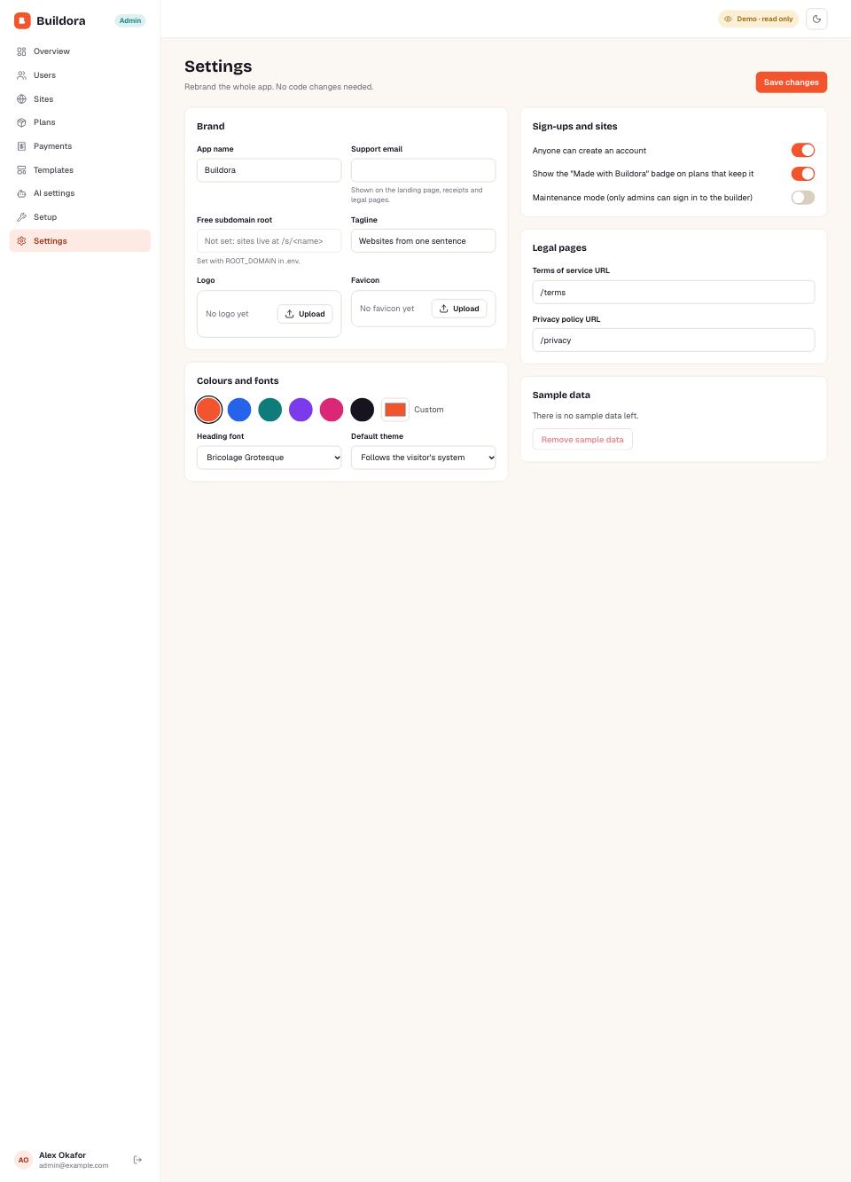 Branding page